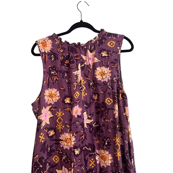 Sonoma Plum Purple Golden Floral Linen Blend Sleeveless Shift Dress Size 0X - Picture 4 of 7